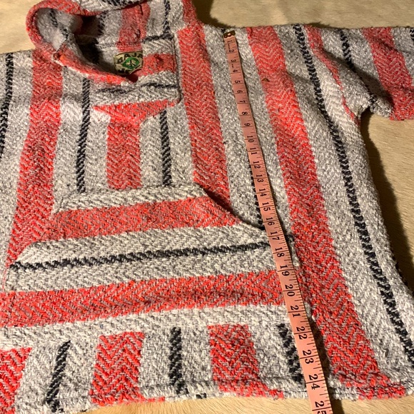BAJA JOE STRIPED PULLOVER HOODED PONCHO “drug rug” “Mexican hoodie” “surfer” - Picture 6 of 7
